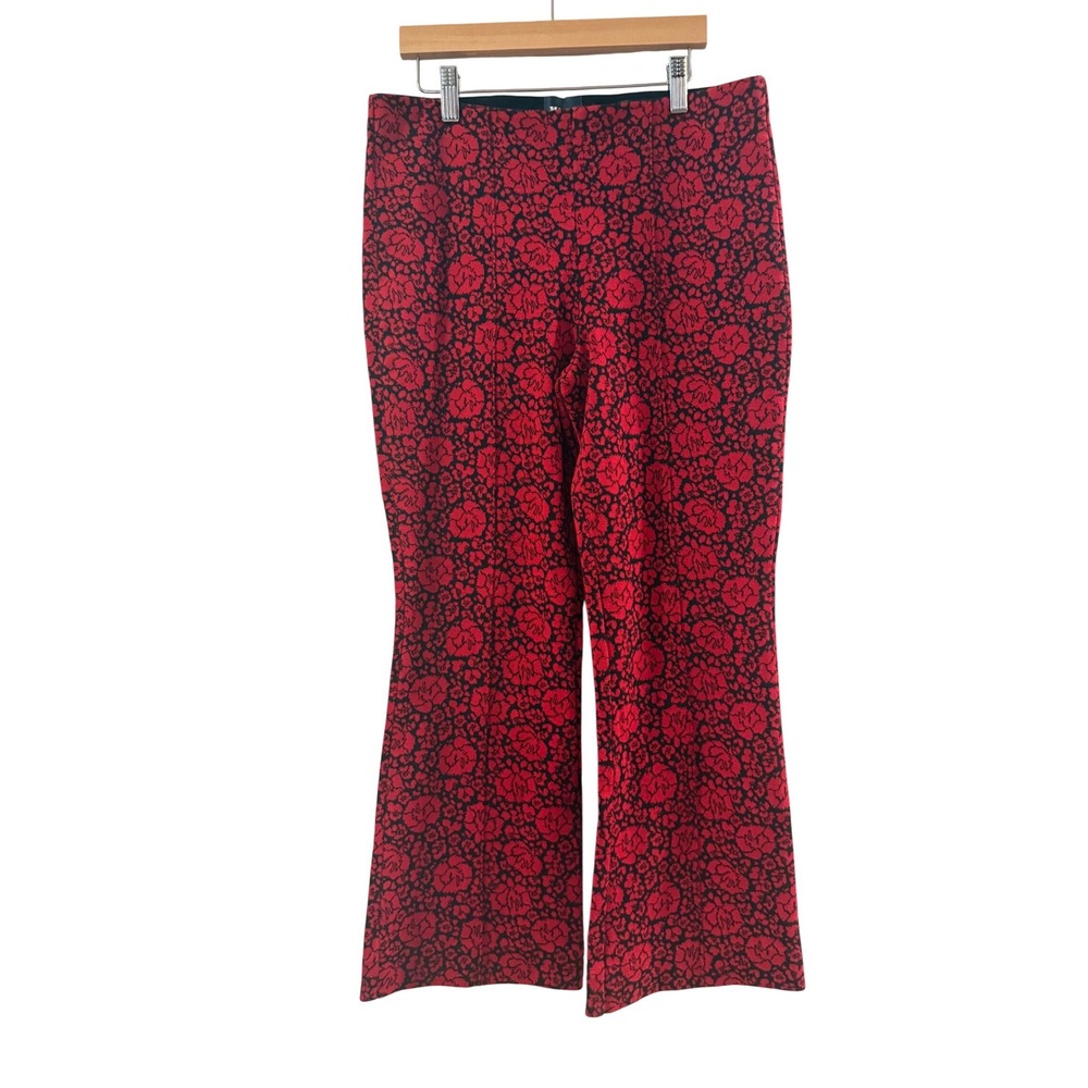 Maeve Anthropologie The Margot Pants Womens Medium Red Black Floral Wide Leg